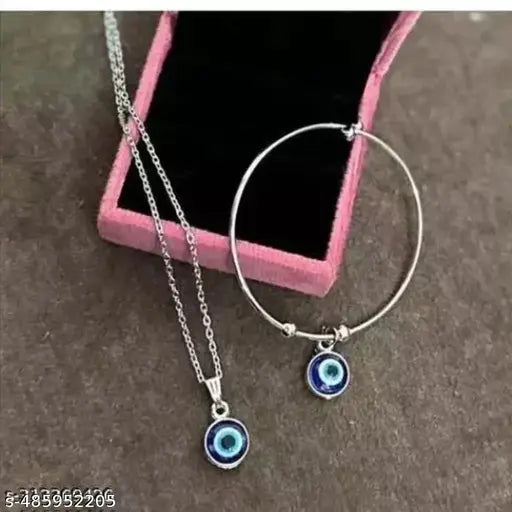 Combo Of Adjustable Evil Eye Bracelet And Evil Eye Necklace Pendent With Chain