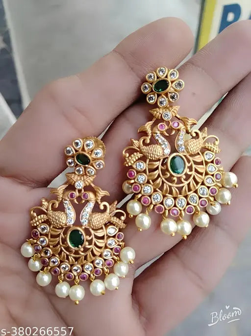 Antique peacock design matte finish earring